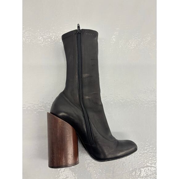 Givenchy Botte 12.5 Show Black Leather Sock Bootie 36 Wood Heel - Picture 8 of 16